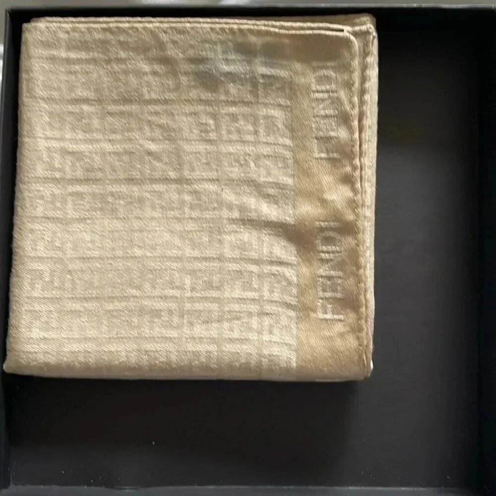 EUC Fendi beige Zucchino FF Logo Printed Scarf - Picture 2 of 9